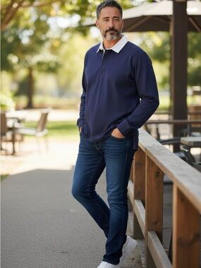 Split Coast Navy and White Rugby Shirt